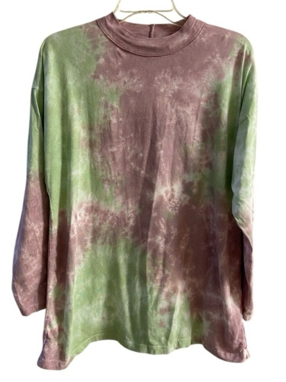 We The Free Mauve and Sage Tie-Dye Long Sleeve Tee Small